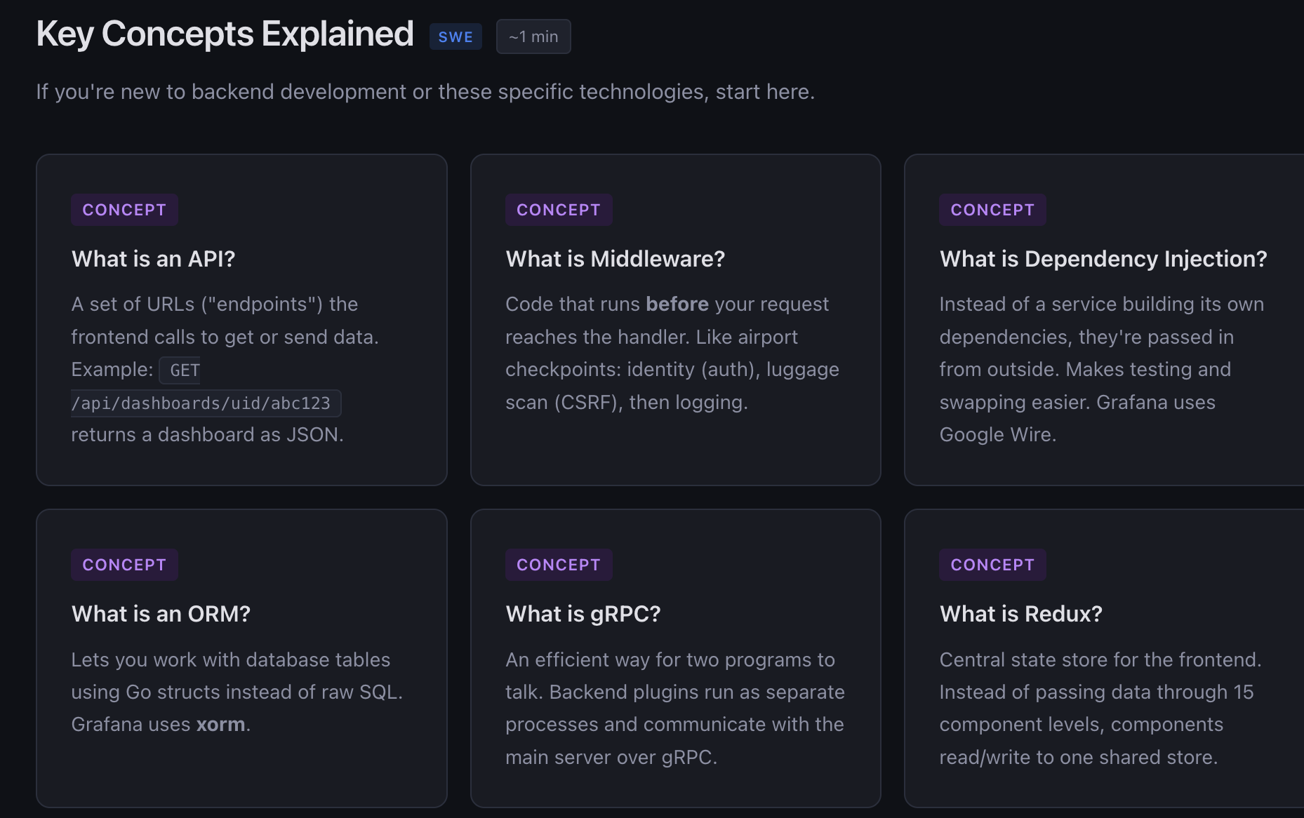 Key concepts explained with beginner-friendly cards